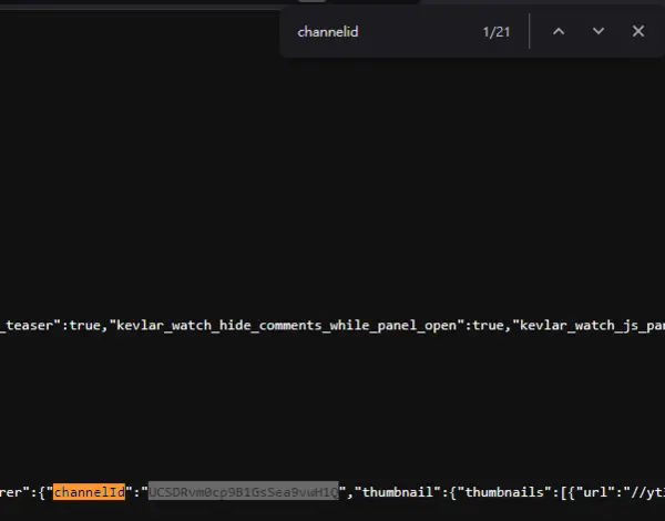 透過網頁原始碼查詢Youtube Channel ID