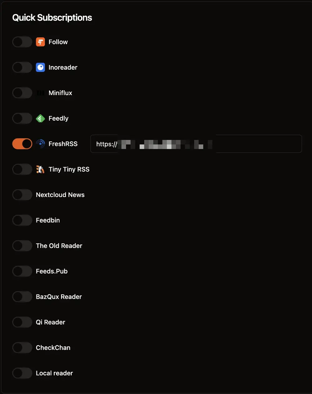 手機版 Fluent Reader Lite 訂閱網站頁面
